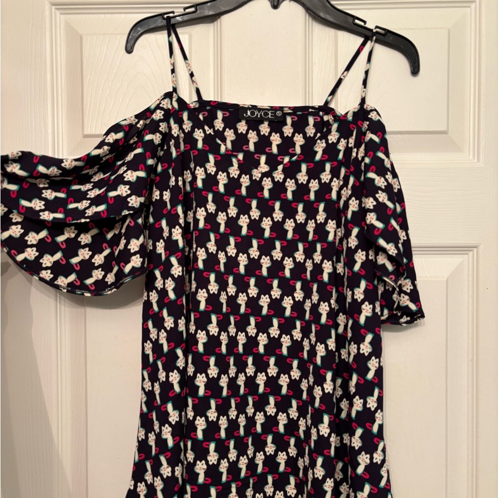 Joyce Black and White Cat Print Dress